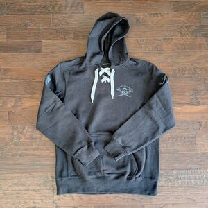 Skallywag X Nine Line Sport-Tek Black Hoodie with Skull Design & Kangaroo Pocket